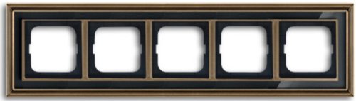 Рамка универсальная ABB Династия 5-м. античная латунь/стекло черное картинка